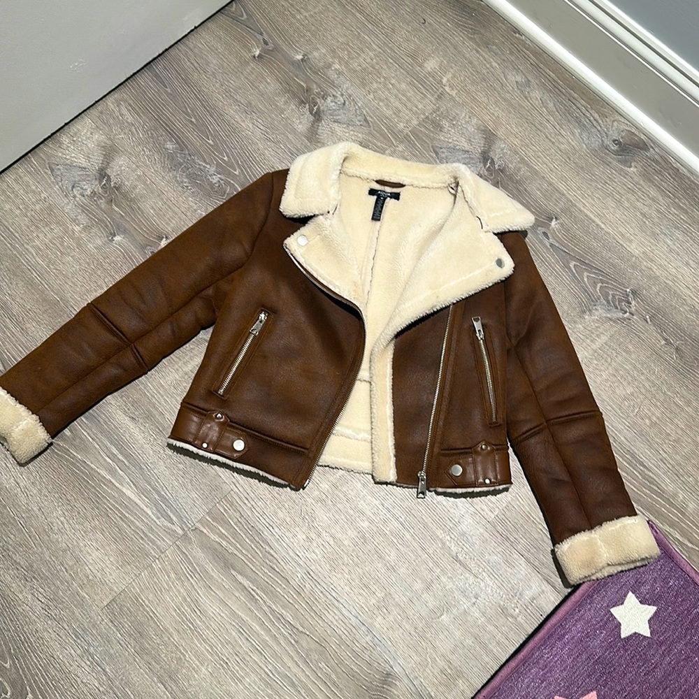 Aqua Girls Faux Suede Shearling Aviator Jacket